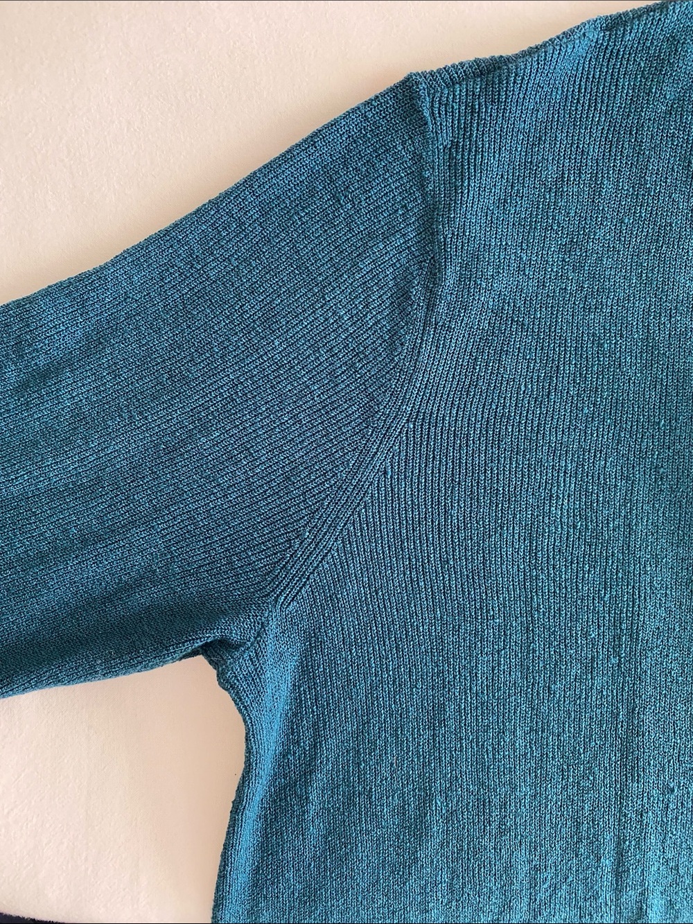 Eileen Fisher Linen blend Italian knit Teal Open-Front Pocket Cardigan size S - Picture 6 of 9